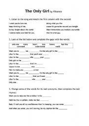 English Worksheet: Only Girl by Rihanna