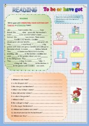 English Worksheet: READING to be and have got