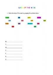 English Worksheet: Days of the week