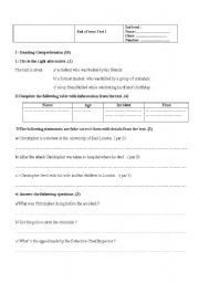 English Worksheet: end of term test n1 for 2nd level