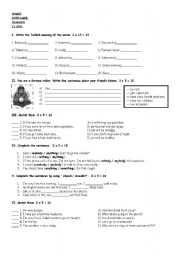 English Worksheet: 7th grade exam