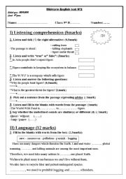 English Worksheet: mid term test n2