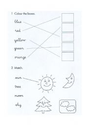 English Worksheet: Colour the boxes