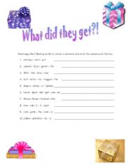 English worksheet: What did they get?