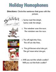 English worksheet: Holiday Homophones