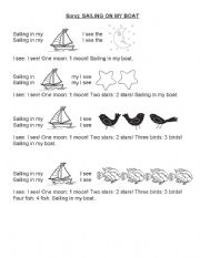 English worksheet: Sailing on my boat - Song