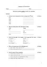 English Worksheet: Language Arts Test