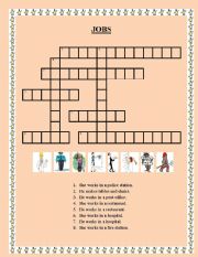 English Worksheet: Crossword - Jobs