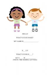 English worksheet:  Hello! My name is...