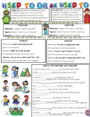 English Worksheet: USED TO OR BE USED TO