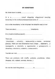 English worksheet: My hometown