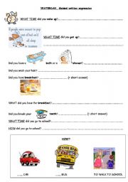 English worksheet: Yesterday...guided writte expression