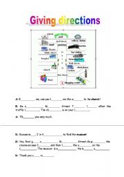 English Worksheet: giving directions