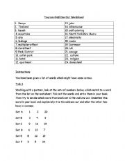 English worksheet: odd one Out Tourism