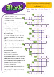 English Worksheet: Blurt! Crossword