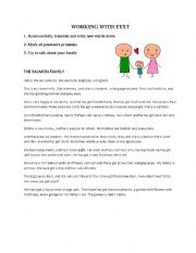 English Worksheet: Working with text and reading 