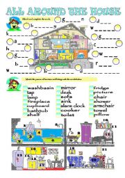 English Worksheet: HOUSE & FURNITURE (greyscale included)