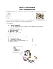 English worksheet: Mythological Animal Assignment