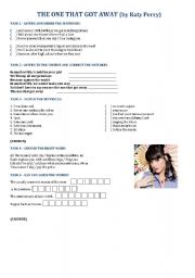 English Worksheet: Katy Perry - The one that got away.