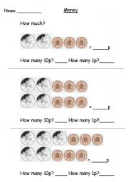 English Worksheet: money worksheet