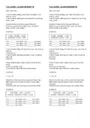 English worksheet: You Learn - Alanis Morisette