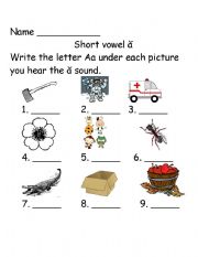 English Worksheet: Short Aa Sounds 