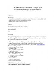 English Worksheet: 36 Public Policy Questions to Energize Your Government