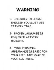 English Worksheet: Classroom rules