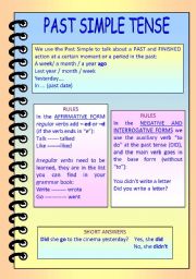 English Worksheet: PAST SIMPLE TENSE