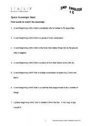 English Worksheet: zathura_preteach vocab