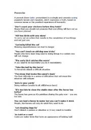 English Worksheet: Proverbs 