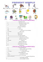 English Worksheet: PRESENT SIMPLE-GAPS(TO BE,HAVE GOT AND OTHER VERBS) AFFIRMATIVE NEGATIVE AND INTERROGATIVE + FREQUENCY ADVERBS