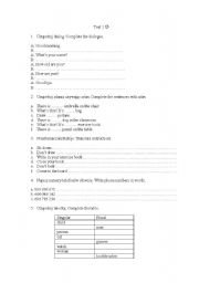 English worksheet: test project 1 