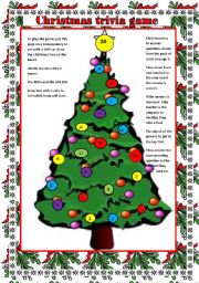 English Worksheet: Christmas trivia game( question cards on page 2! to go with the christmas tree board game!))