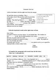 English Worksheet: Grammar check up