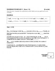 English worksheet: Grammar and Vocab