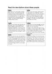 English Worksheet: describing people