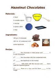 English Worksheet: Hazelnut Chocolates recipe
