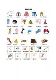 English Worksheet: Pictures For Clothes