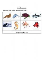 English worksheet: the movements of animals 