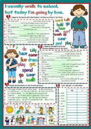 English Worksheet: Present Simple vs Present Continuous (Greyscale + KEY included)