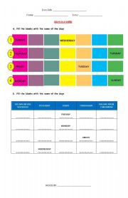 English Worksheet: days in a week