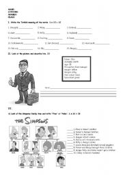 English Worksheet: exam for the 6th grade