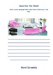 English Worksheet: Describe the Room 