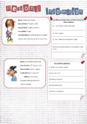 English Worksheet: personal information