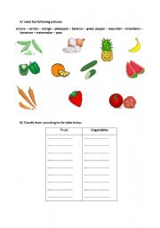 English Worksheet: Fruit and vegetables