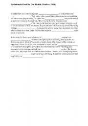English Worksheet: Optimism