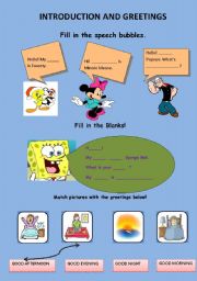 English Worksheet: Greetings and Intrudction