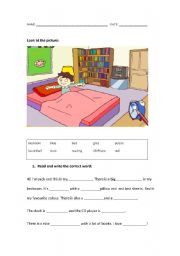English Worksheet: Bedroom (2pages)