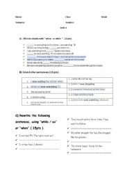 English Worksheet: when& while 